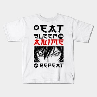 EAT SLEEP ANIME REPEAT Kids T-Shirt